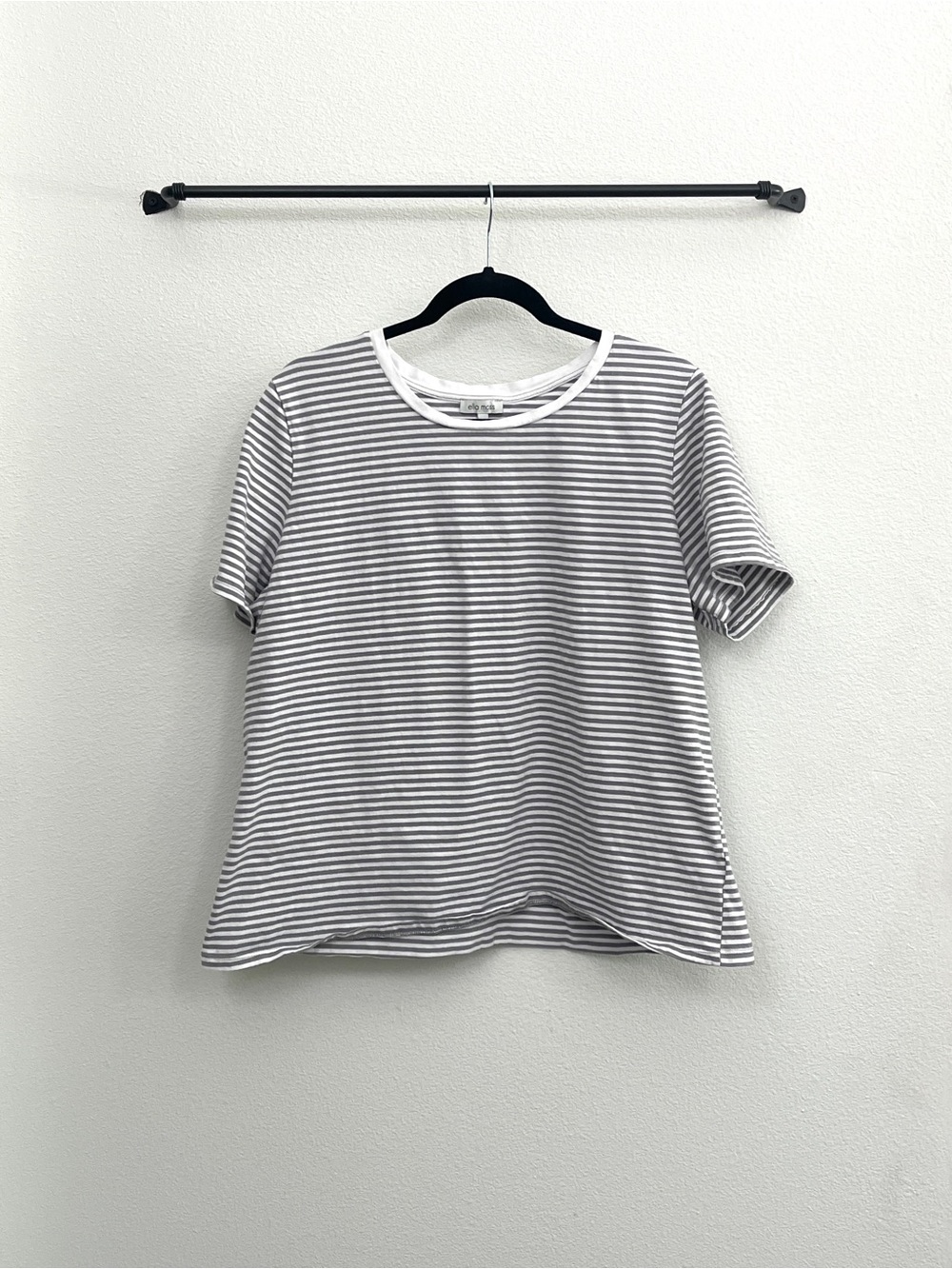Striped Crewneck Tee - Gray/White